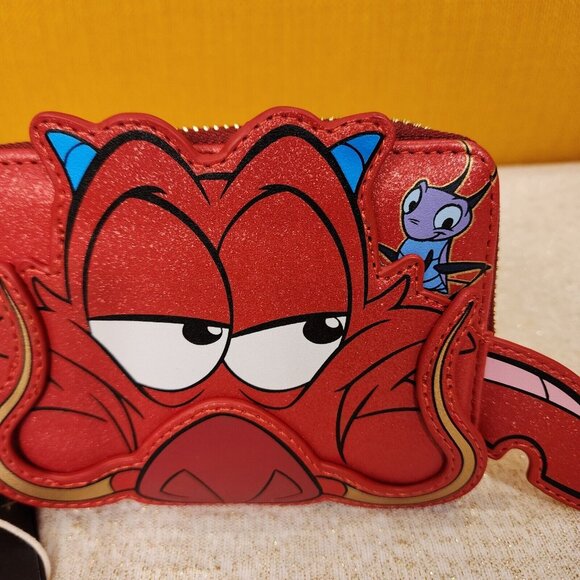 Loungefly Disney Mulan 25th Anniversary Mushu Glitter Zip Around Wallet NEW - Picture 3 of 13